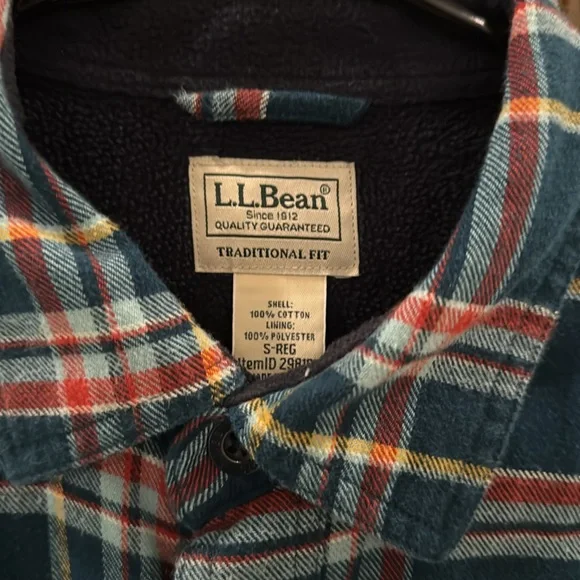 LLBean Fleece Lined Flannel Shirt - Small (Reg) - Picture 2 of 6